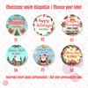 Set of Christmas-themed gift  labels with customizable text on a white background round 2x2