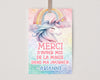 Printable Custom Gift Tag Unicorn Theme Event - 2 x 3.5 inches